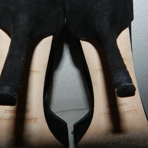 Kate Spade New York Cate Black Open Toe Suede Leather T-Strap Heels Size 6.5 - Picture 14 of 16